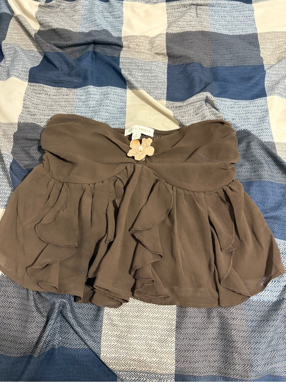 strapless brown top